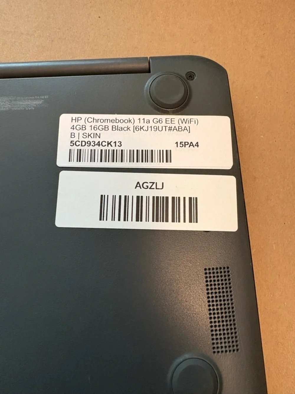 HP Chromebook 11a G6 EE (WiFi) Laptop in Matte Black with Chrome Accent.